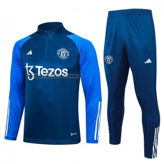 Chandal de Sudadera del Manchester United Nino 2023 2024 Azul