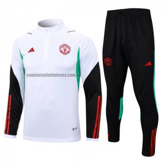 Chandal de Sudadera del Manchester United Nino 2023 2024 Blanco